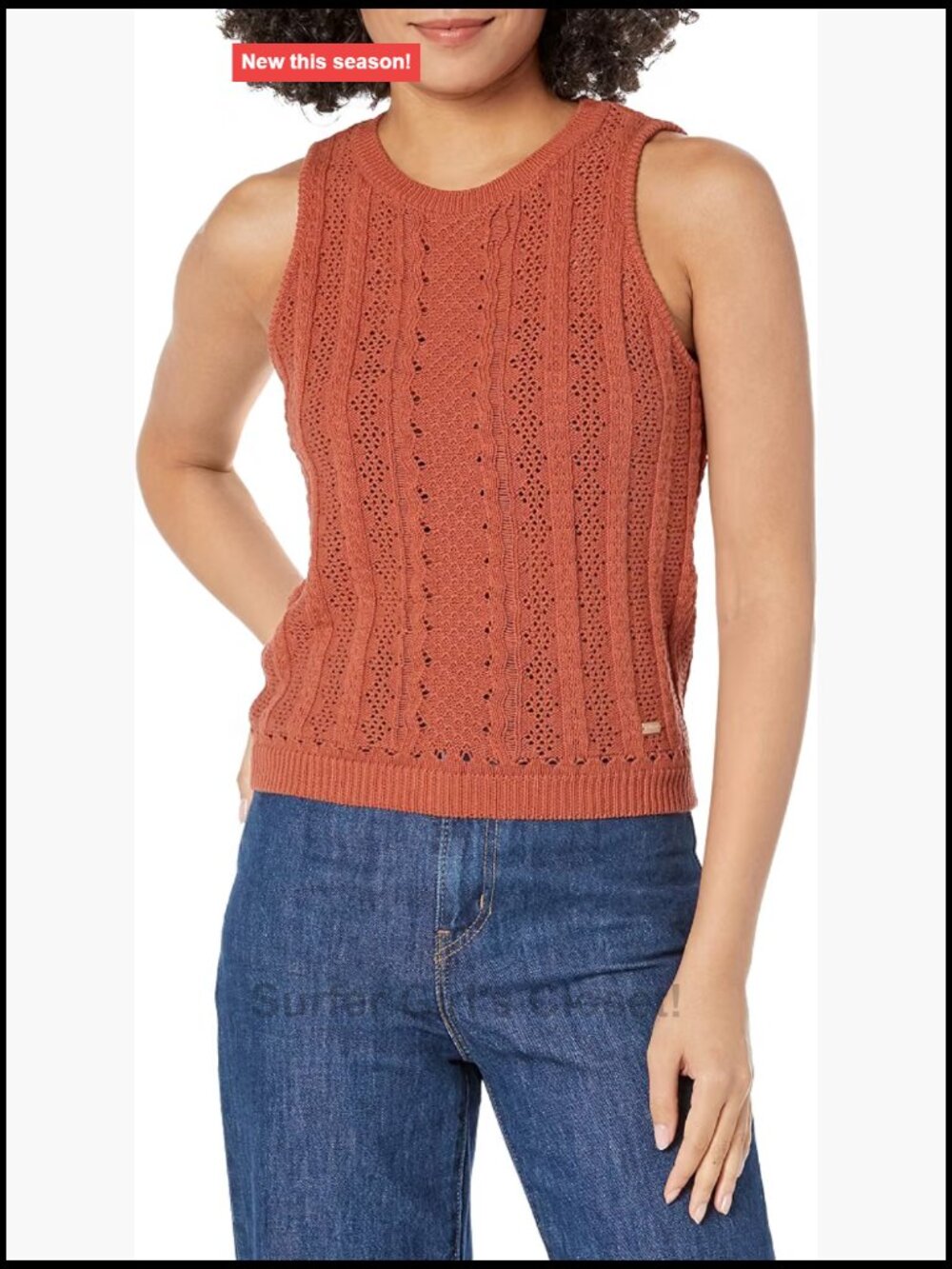 Buffalo Ynez Intricate Sweater Tank 100% Cotton Sleeveless Crew Neck Perforated